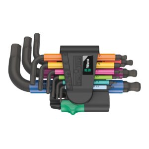 Zestaw kluczy trzpieniowych Wera 950/9 Hex-Plus Multicolour 2, metryczny, z końcówką kulistą, BlackLaser, 9 części