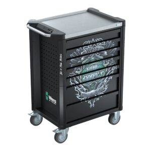 Wózek warsztatowy Wera Tool Rebel Stainless 2 (9706), 191 części, 7 szuflad, blat ze stali nierdzewnej