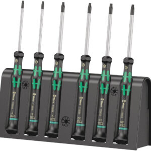 2067/6 Zestaw wkrętaków precyzyjnych TORX® BO z otworem + stojak, 6 części 05118154001 WERA