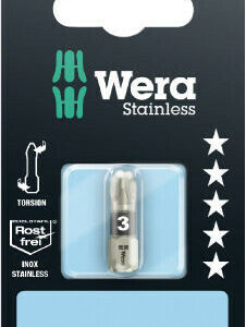 Bity 3855/1 TS SB do wkrętów z wgłębieniem krzyżowym Pozidriv, ze stali nierdzewnej, na blistrze, PZ 3 x 25 mm 05073615001 WERA