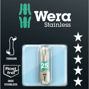 Bity 3867/1 TS SB TORX® do wkrętów z gniazdem TORX®, ze stali nierdzewnej, na blistrze, TX 25 x 25 mm 05073623001 WERA