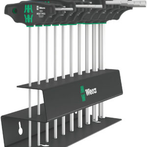 Zestaw wkrętaków do śrub z profilem Hex-Plus 454/10 HF Set Imperial 2, z rękojeścią poprzeczną i funkcją przytrzymywania, calowe, 10 części 05023454001 WERA