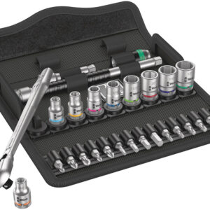 8100 SA 11 Grzechotka Zyklop Metal 1/4" z przełącznikiem zmiany kierunku pracy w zestawie calowym, 28 części 05004021001 WERA