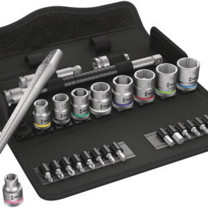 8100 SB 8 Grzechotka Zyklop Metal 3/8" z przełącznikiem zmiany kierunku pracy w zestawie metrycznym, 29 części 05004048001 WERA