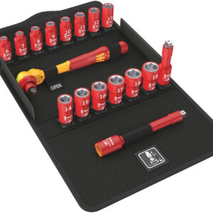 8100 SB VDE 1 Zestaw z grzechotką Zyklop 3/8" z przełącznikiem zmiany kierunku pracy w zestawie metrycznym, 17 części 05004970001 WERA
