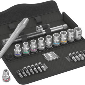 8100 SC 10 Grzechotka Zyklop Metal z przekładanym zabierakiem 1/2" w zestawie calowym, 28 części 05004080001 WERA