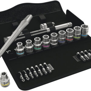 8100 SC 8 Grzechotka Zyklop Metal 1/2" z przełącznikiem zmiany kierunku pracy w zestawie metrycznym, 28 części 05004078001 WERA