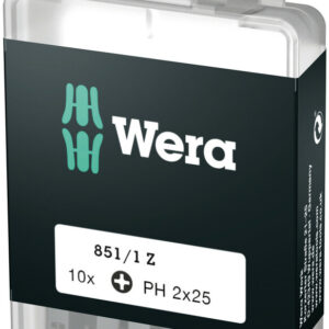 Bity 851/1 Z DIY do wkrętów z wgłębieniem krzyżowym Phillips, PH 2 x 25 mm, 10 części 05072401001 WERA
