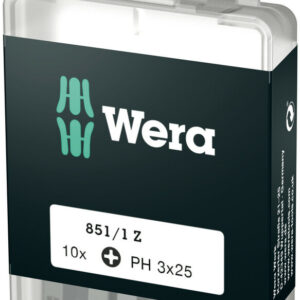 Bity 851/1 Z DIY do wkrętów z wgłębieniem krzyżowym Phillips, PH 3 x 25 mm, 10 części 05072402001 WERA