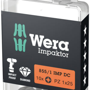 Bity Impaktor 855/1 IMP DC PZ DIY do wkrętów z wgłębieniem krzyżowym Pozidriv, PZ 1 x 25 mm, 10 części 05057620001 WERA