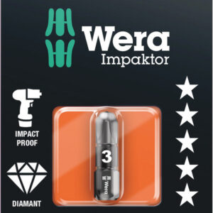 Bity 855/1 IMP DC SB Impaktor do wkrętów z wgłębieniem krzyżowym Pozidriv, na blistrze, PZ 3 x 25 mm 05073922001 WERA