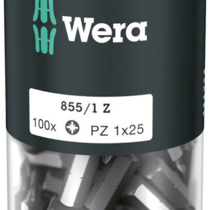 Bity 855/1 Z DIY 100 do wkrętów z wgłębieniem krzyżowym Pozidriv, PZ 1 x 25 mm, 100 części 05072443001 WERA