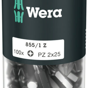 Bity 855/1 Z DIY 100 do wkrętów z wgłębieniem krzyżowym Pozidriv, PZ 2 x 25 mm, 100 części 05072444001 WERA