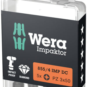 Bity Impaktor 855/4 IMP DC PZ DIY do wkrętów z wgłębieniem krzyżowym Pozidriv, PZ 3 x 50 mm, 5 części 05057662001 WERA