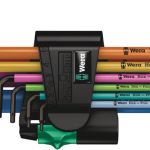 950/9 Hex-Plus Multicolour 1 SB Zestaw kluczy trzpieniowych z końcówką kulistą, BlackLaser, metrycznych, w opakowaniu z zawieszką, 9 części 05073593001 WERA