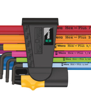 950/9 Hex-Plus Multicolour Imperial 2 Zestaw kluczy trzpieniowych z końcówką kulistą, BlackLaser, calowych, 9 części 05022640001 WERA