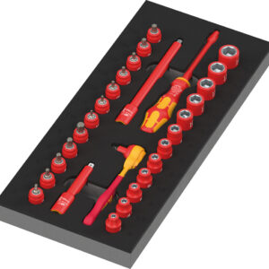 Wkładka piankowa 9727 z zestawem z grzechotką Zyklop VDE 8007 A Set 1, 1/4", 30 części 05150117001 WERA