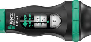 Klucz dynamometryczny Click-Torque Lock A 5, nastawny, z funkcją Torque Lock i grzechotką dwukierunkową, mechanizm dynamometryczny klucza do dokręcania w prawo, 2,5-25 Nm, 1/4" x 2.5-25 Nm 05075690001 WERA
