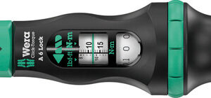 Klucz dynamometryczny Click-Torque Lock A 6, nastawny, z funkcją Torque Lock i grzechotką dwukierunkową, mechanizm dynamometryczny klucza do dokręcania w prawo, 2,5-25 Nm, 1/4" x 2.5-25 Nm 05075691001 WERA
