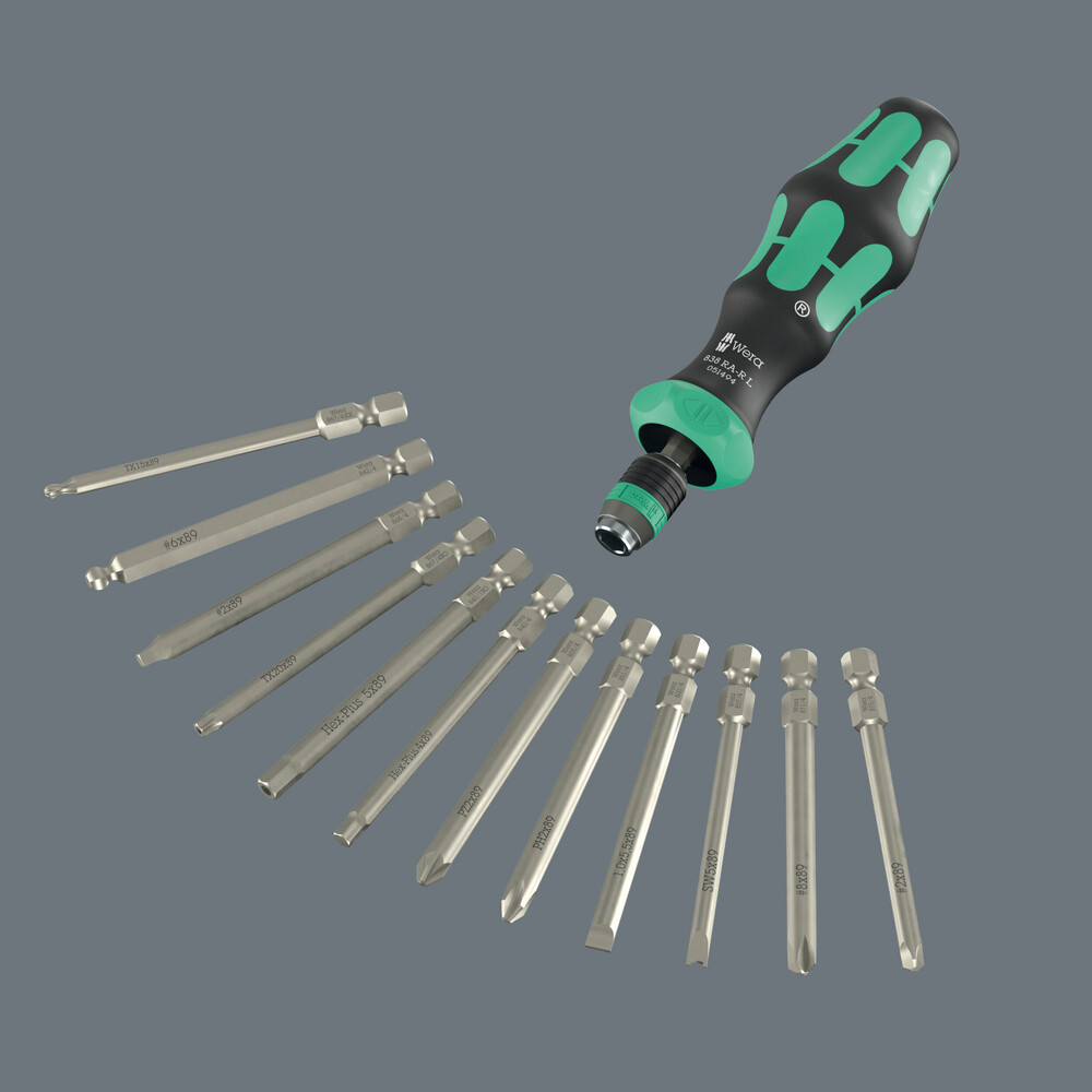 Rękojeść z uchwytem do bitów 838 RA-R L, z funkcją grzechotki, 1/4", 1/4" x 140 mm 05051494001 WERA - obrazek 6